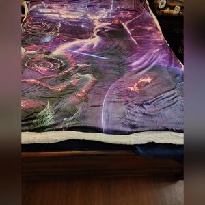 Purple Cat and Rose Bedding Blanket
